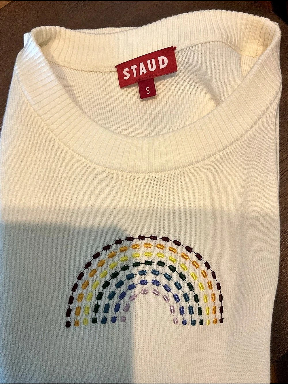 STAUD Rainbow Embroidery Cream Size Small Like New - Picture 3 of 3